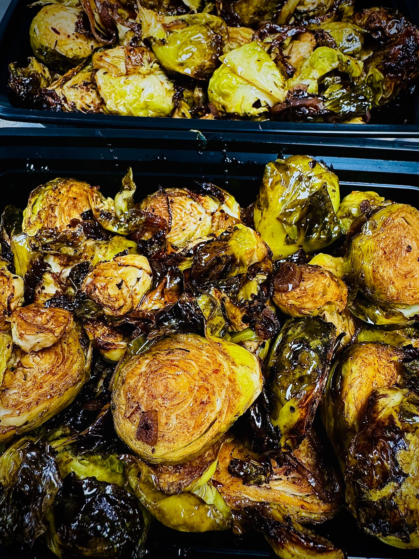 Roasted Brussel Sprouts w/ Shallots, Honey, & Balsamic Vinegar *GF/DF
